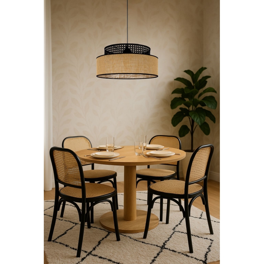 Luster na sajli BOHO 1xE27/60W/230V crno/ratan