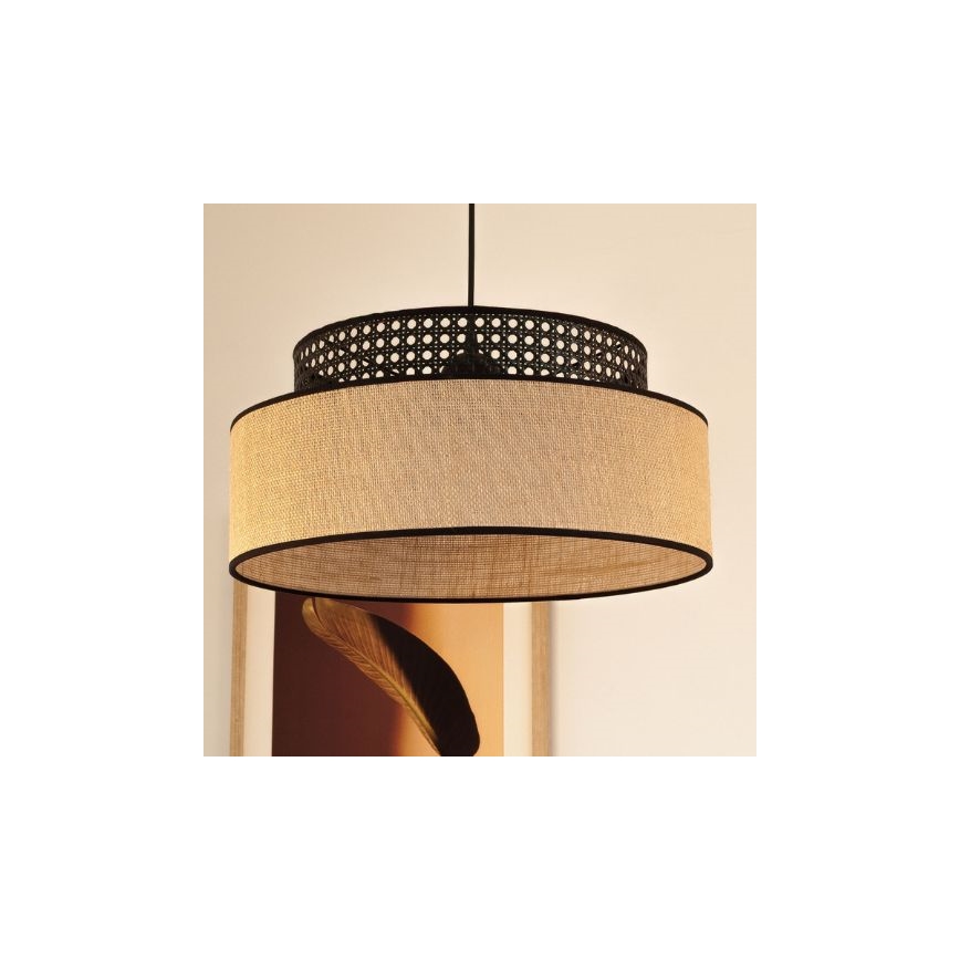 Luster na sajli BOHO 1xE27/60W/230V crno/ratan