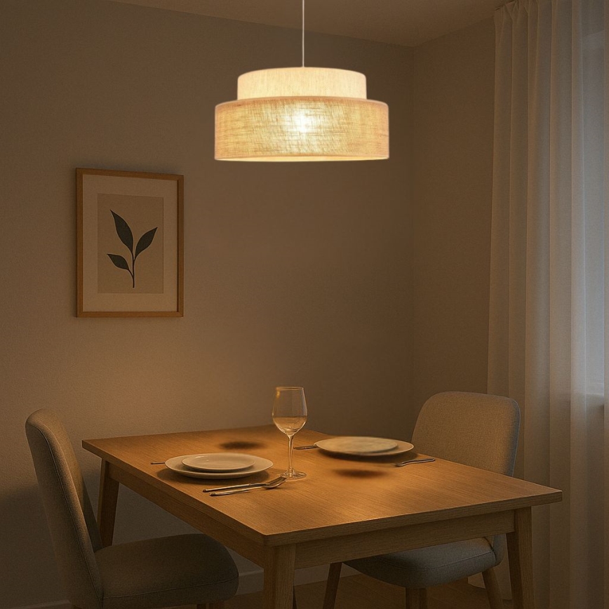 Luster na sajli BOHO 1xE27/60W/230V kremasta/bež
