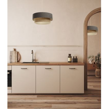 Luster na sajli BOHO TRINITI 1xE27/60W/230V sivo/bež