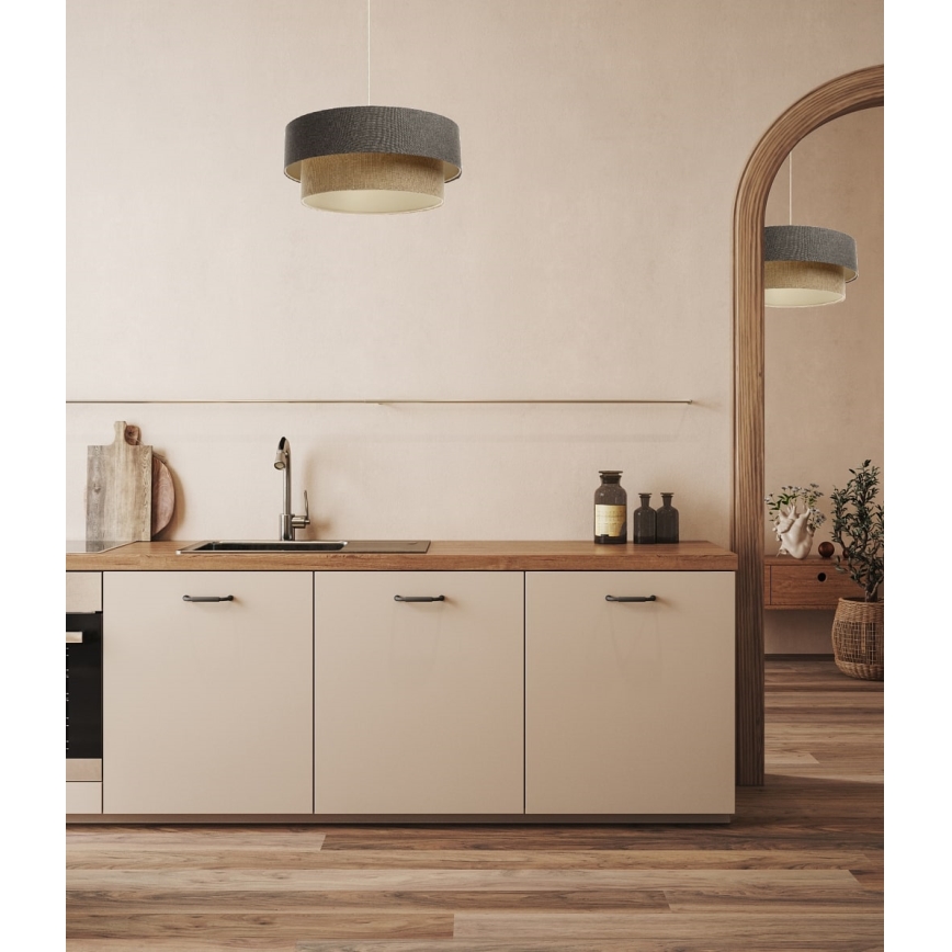 Luster na sajli BOHO TRINITI 1xE27/60W/230V sivo/bež