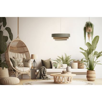 Luster na sajli BOHO TRINITI 1xE27/60W/230V sivo/bež/kremasta