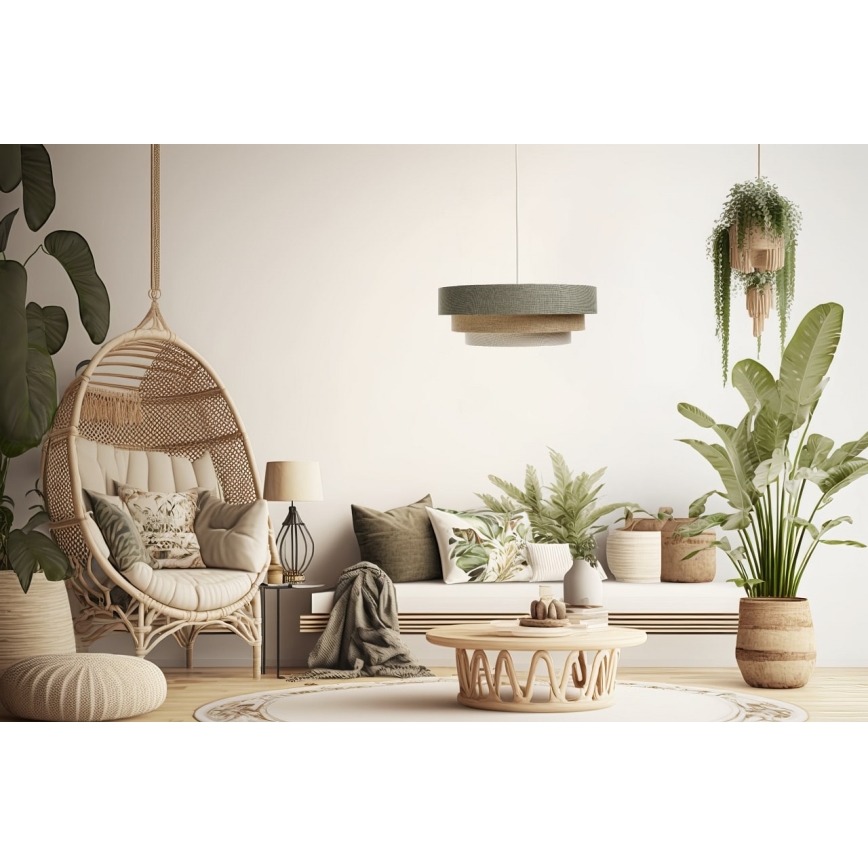 Luster na sajli BOHO TRINITI 1xE27/60W/230V sivo/bež/kremasta