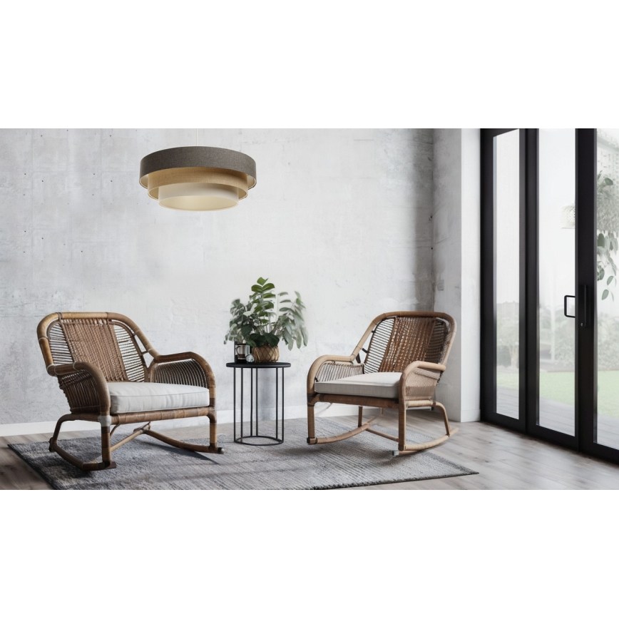 Luster na sajli BOHO TRINITI 1xE27/60W/230V sivo/bež/kremasta