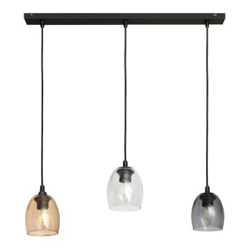 Luster na sajli BRILLANT 3xE27/15W/230V bež/prozirna/sivo