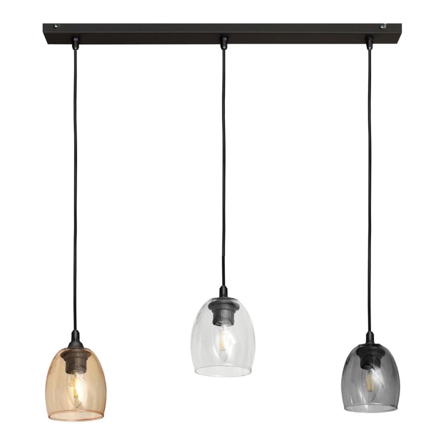 Luster na sajli BRILLANT 3xE27/15W/230V bež/prozirna/sivo