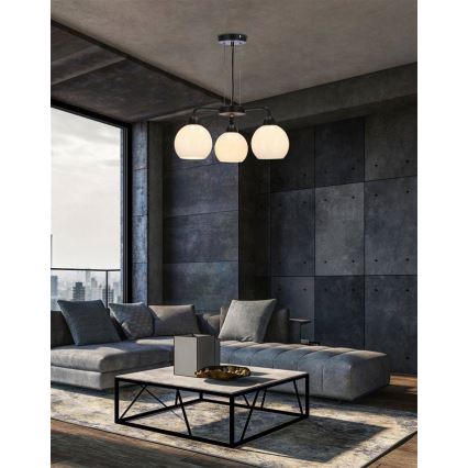 Luster na sajli CALDERA 3xE27/60W/230V crno