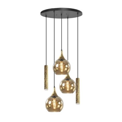 Luster na sajli CALYPSO 2xGU10/60W/230V + 3xE27/60W crno/zlatna