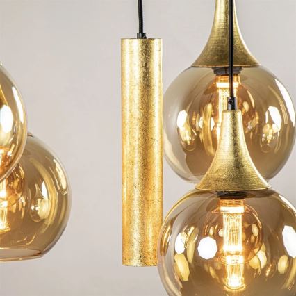 Luster na sajli CALYPSO 2xGU10/60W/230V + 3xE27/60W crno/zlatna