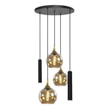 Luster na sajli CALYPSO 2xGU10/60W/230V + 3xE27/60W crno/zlatna