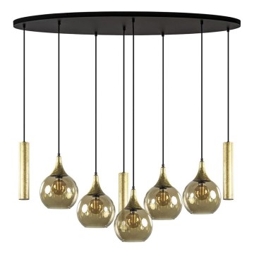 Luster na sajli CALYPSO 3xGU10/60W/230V + 5xE27/60W crno/zlatna