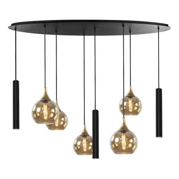 Luster na sajli CALYPSO 3xGU10/60W/230V + 5xE27/60W crno/zlatna