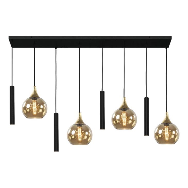 Luster na sajli CALYPSO 4xGU10/60W/230V + 4xE27/60W crno/zlatna