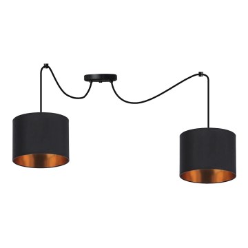 Luster na sajli CANDIDA 2xE27/40W/230V pauk crno/bakrena
