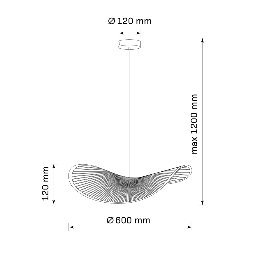 Luster na sajli CAPRI 1xE27/20W/230V pr. 60 cm bambus