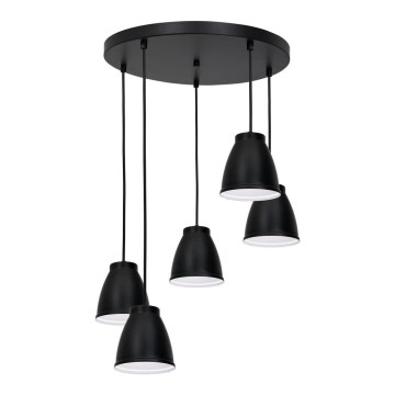 Luster na sajli CARYON 5xE14/60W/230V crno