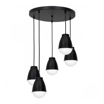 Luster na sajli CARYON 5xE14/60W/230V crno okrugli