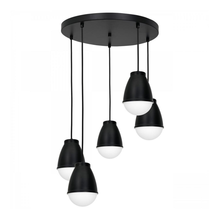 Luster na sajli CARYON 5xE14/60W/230V crno okrugli