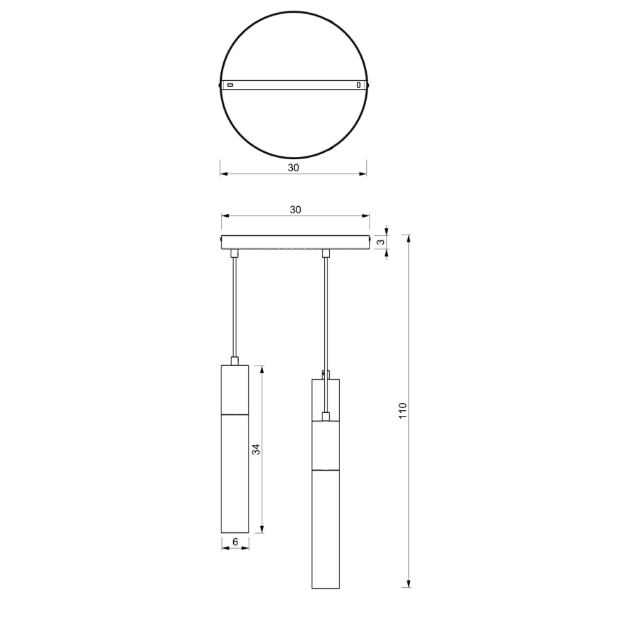 Luster na sajli CASSA 3xGU10/8W/230V bela