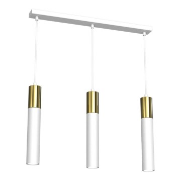 Luster na sajli CASSA 3xGU10/8W/230V bela/zlatna