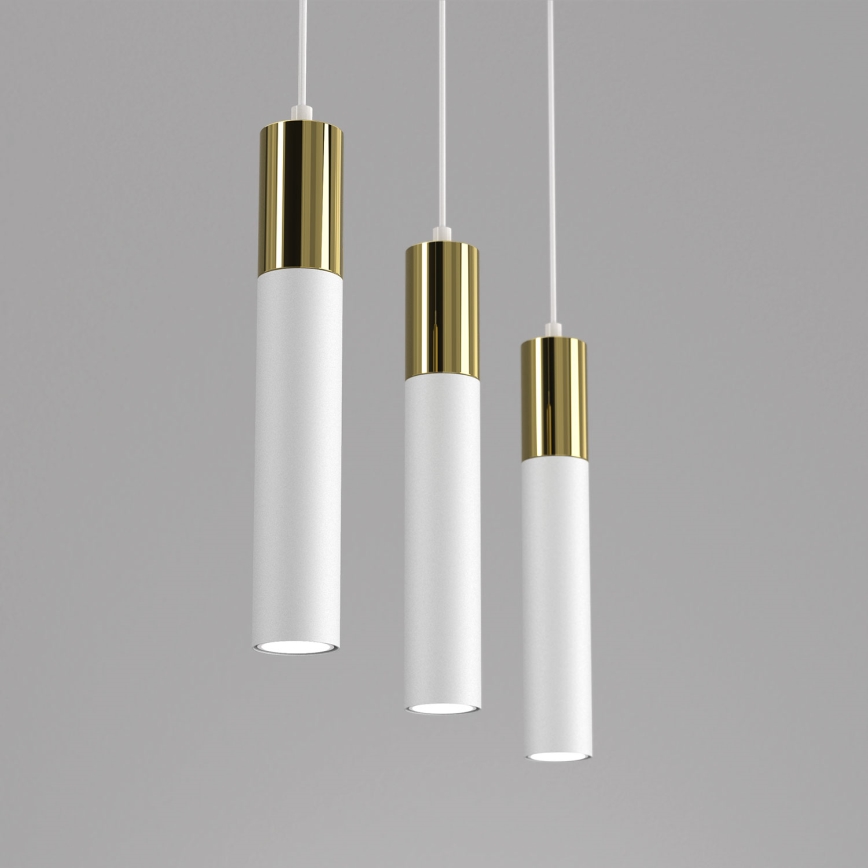Luster na sajli CASSA 3xGU10/8W/230V bela/zlatna