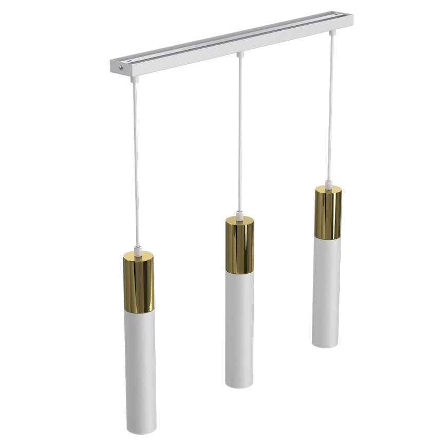 Luster na sajli CASSA 3xGU10/8W/230V bela/zlatna
