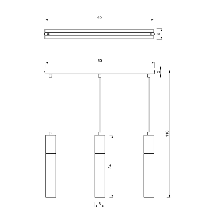 Luster na sajli CASSA 3xGU10/8W/230V bela/zlatna