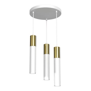 Luster na sajli CASSA 3xGU10/8W/230V bela/zlatna