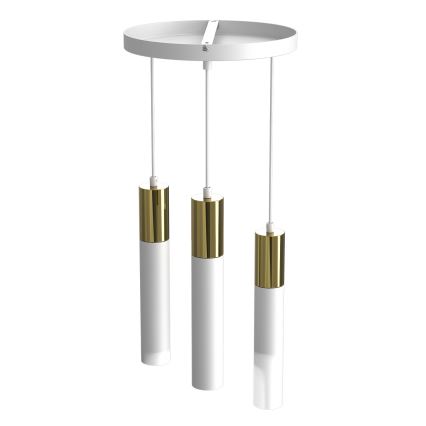 Luster na sajli CASSA 3xGU10/8W/230V bela/zlatna