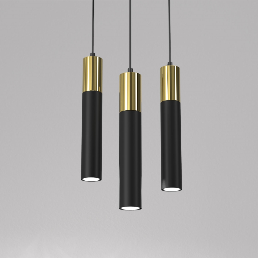 Luster na sajli CASSA 3xGU10/8W/230V crno/zlatna