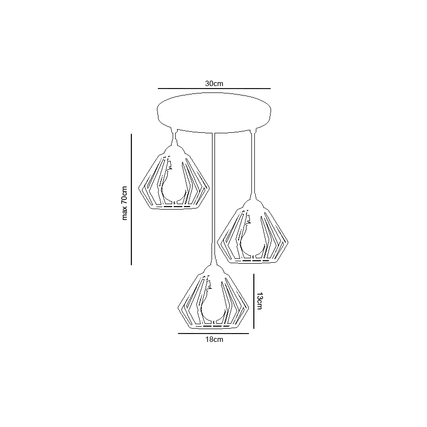 Luster na sajli CEED 3xE27/60W/230V bela