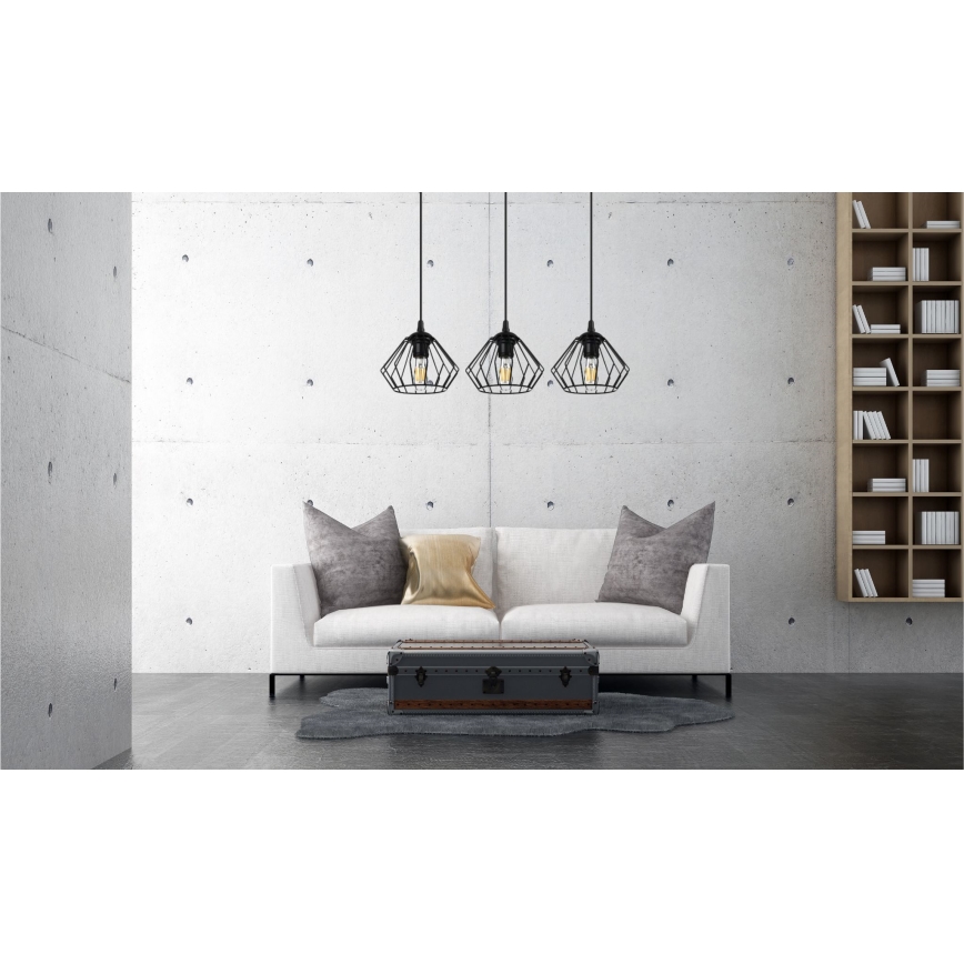 Luster na sajli CEED 3xE27/60W/230V crni