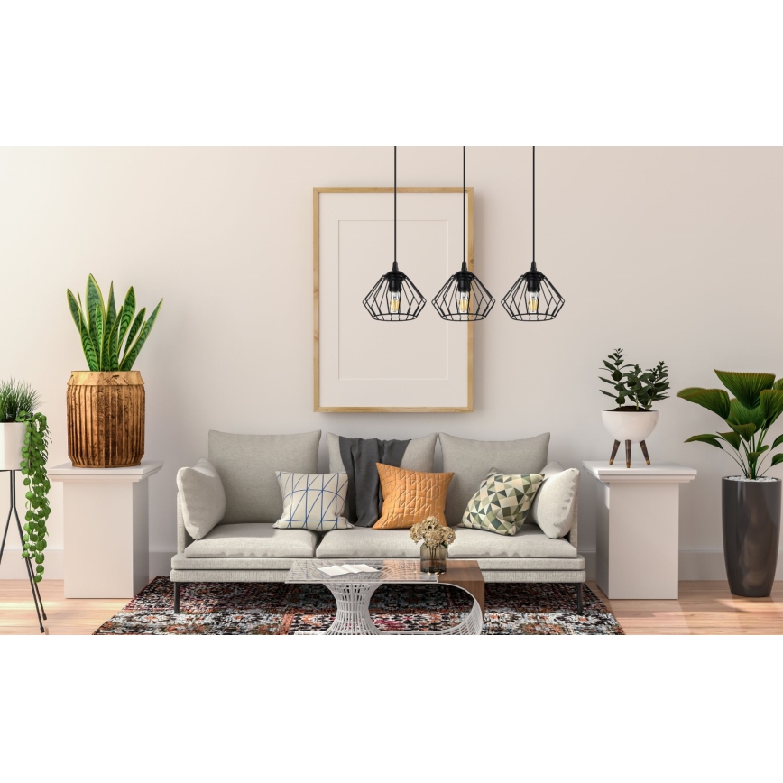 Luster na sajli CEED 3xE27/60W/230V crni