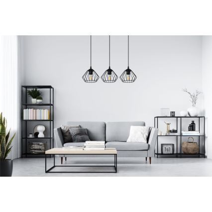 Luster na sajli CEED 3xE27/60W/230V crni