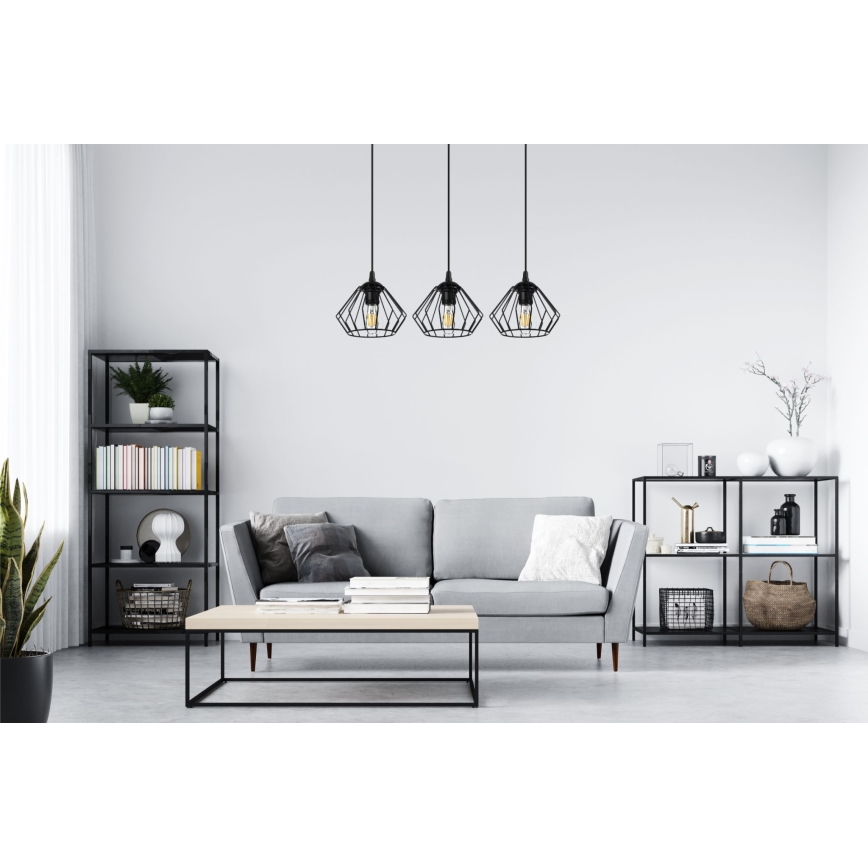 Luster na sajli CEED 3xE27/60W/230V crni