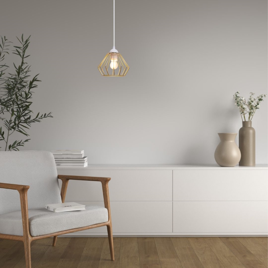 Luster na sajli CEED GOLD 1xE27/60W/230V pr. 17,5 cm bela/zlatna
