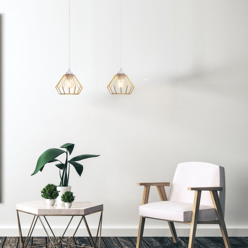 Luster na sajli CEED GOLD 2xE27/60W/230V bela/zlatna