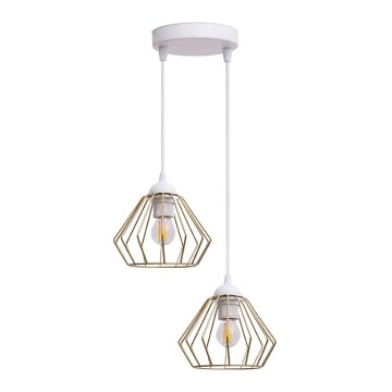 Luster na sajli CEED GOLD 2xE27/60W/230V pr. 28 cm bela/zlatna