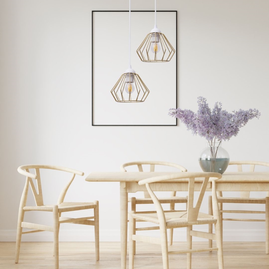 Luster na sajli CEED GOLD 2xE27/60W/230V pr. 28 cm bela/zlatna