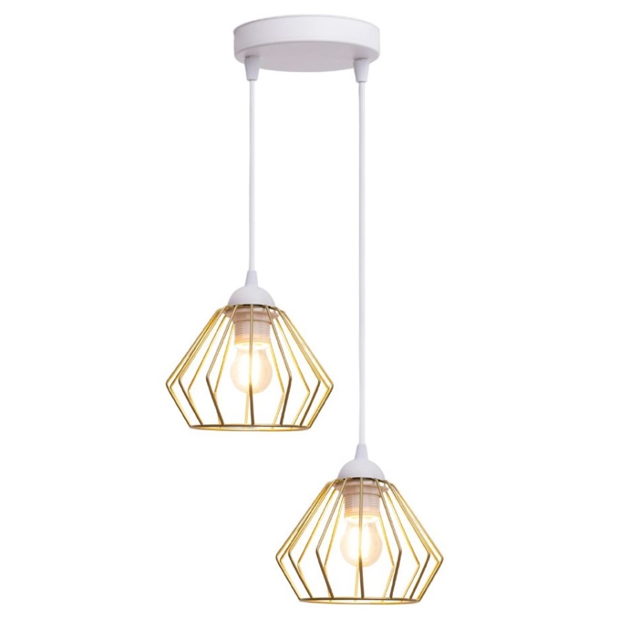 Luster na sajli CEED GOLD 2xE27/60W/230V pr. 28 cm bela/zlatna