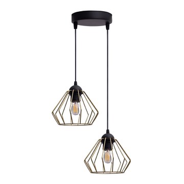 Luster na sajli CEED GOLD 2xE27/60W/230V pr. 28 cm crno/zlatna