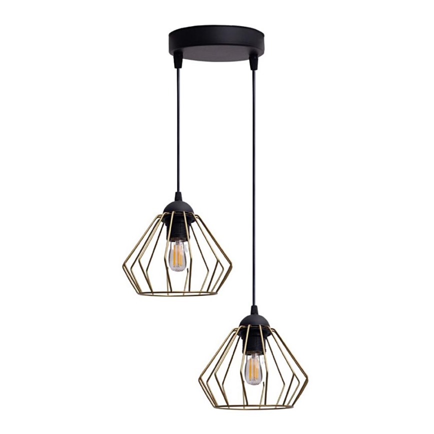 Luster na sajli CEED GOLD 2xE27/60W/230V pr. 28 cm crno/zlatna