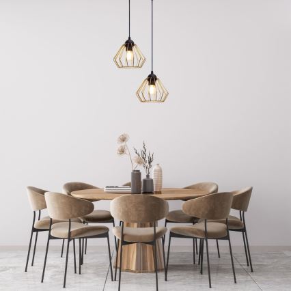 Luster na sajli CEED GOLD 2xE27/60W/230V pr. 28 cm crno/zlatna