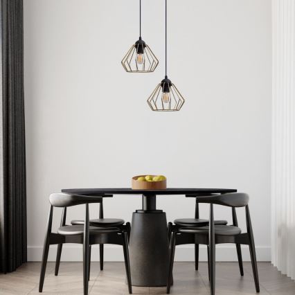 Luster na sajli CEED GOLD 2xE27/60W/230V pr. 28 cm crno/zlatna