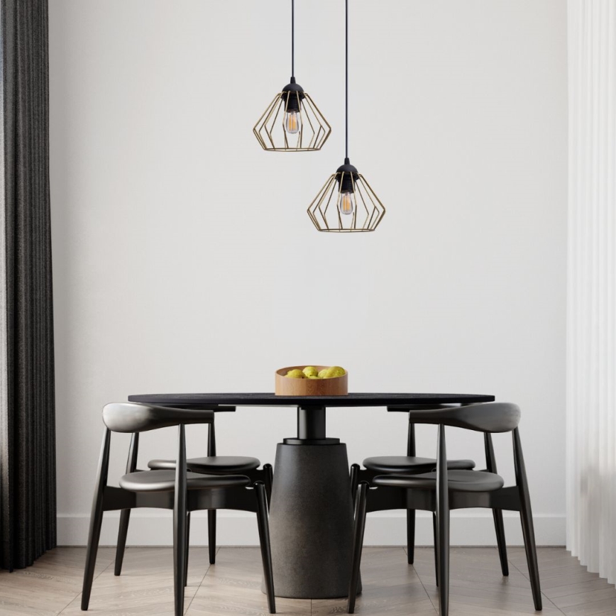 Luster na sajli CEED GOLD 2xE27/60W/230V pr. 28 cm crno/zlatna