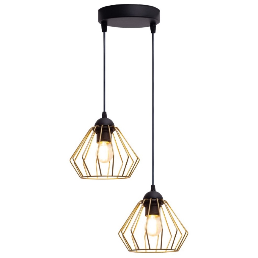 Luster na sajli CEED GOLD 2xE27/60W/230V pr. 28 cm crno/zlatna