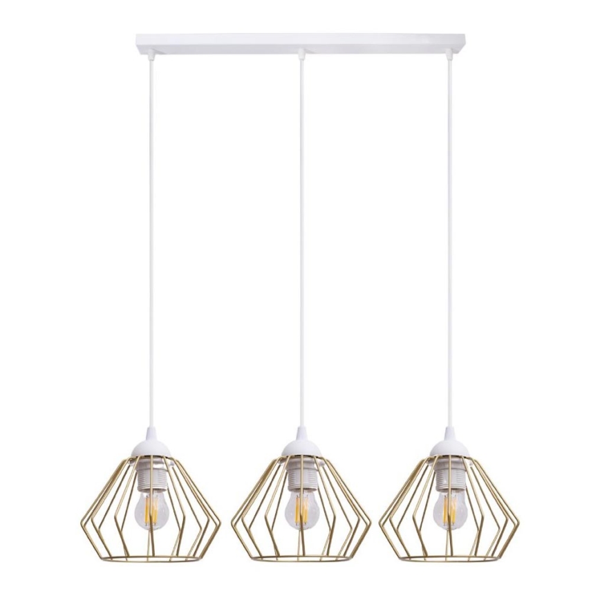 Luster na sajli CEED GOLD 3xE27/60W/230V bela/zlatna