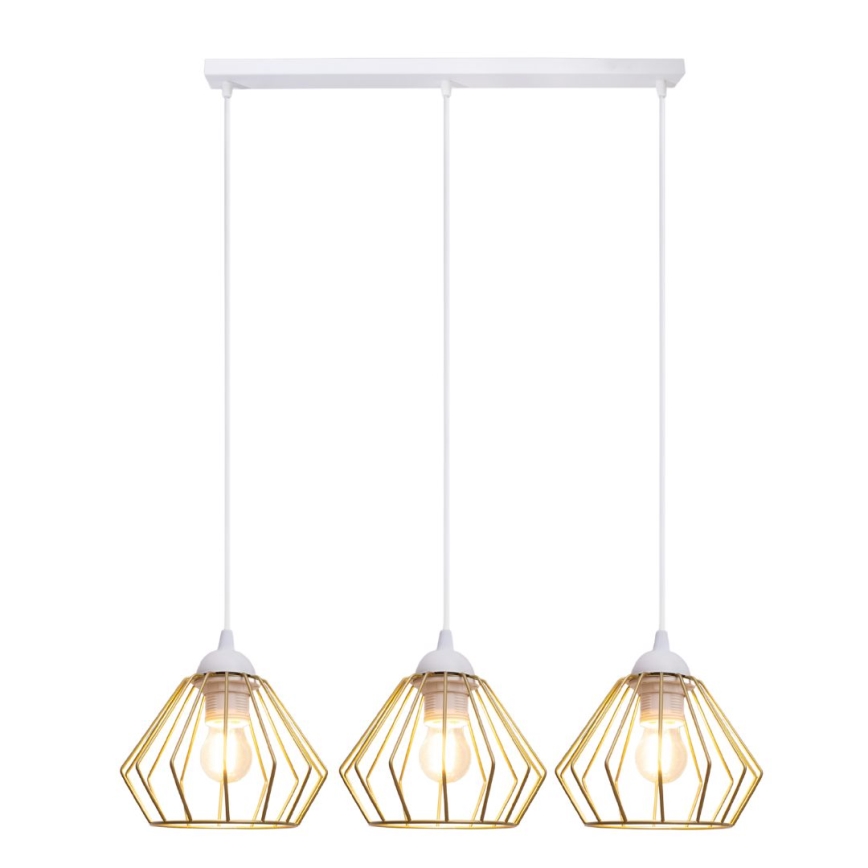 Luster na sajli CEED GOLD 3xE27/60W/230V bela/zlatna