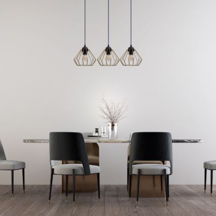 Luster na sajli CEED GOLD 3xE27/60W/230V crno/zlatna