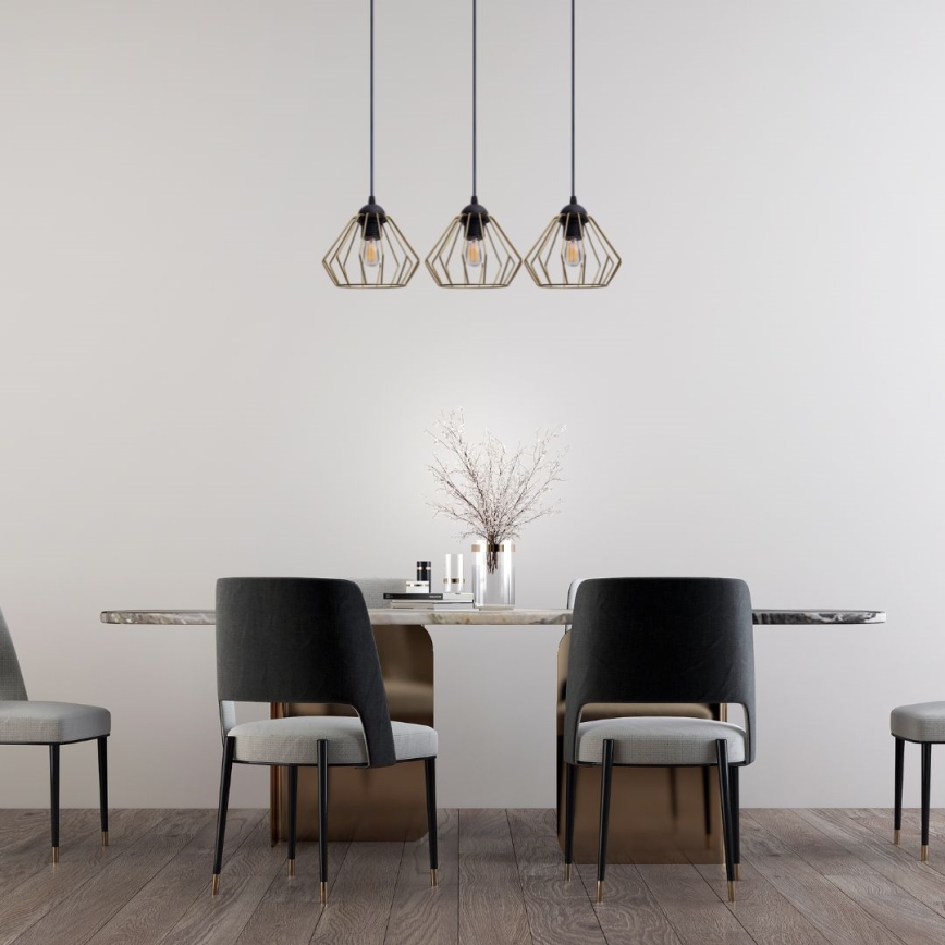 Luster na sajli CEED GOLD 3xE27/60W/230V crno/zlatna